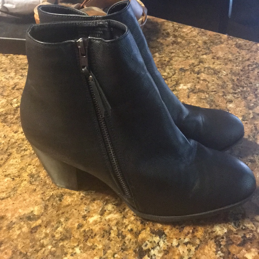 Black zip up ankle booties